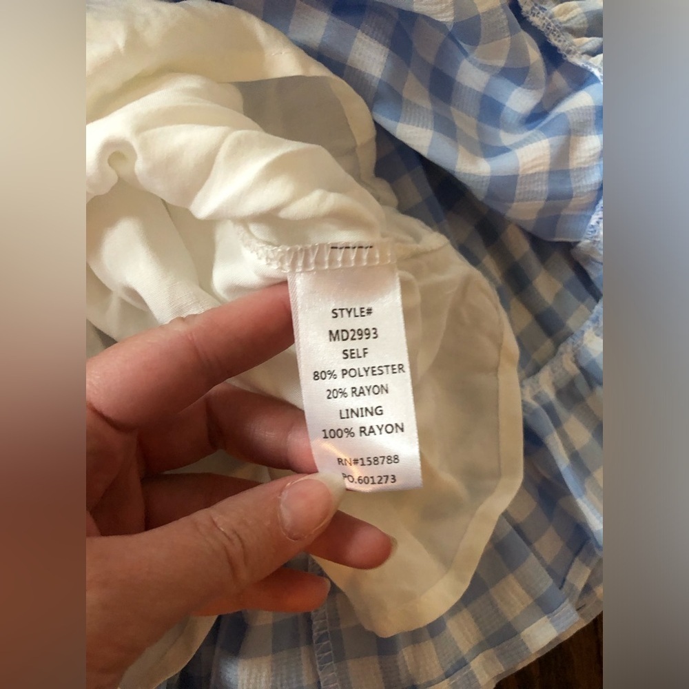 Mable Women’s M Blue/White Gingham Lolita Puffed Sleeve Cut-Out A-Line Dress EUC - Picture 7 of 15